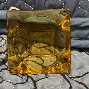 Vintage Amber Glass Ashtray